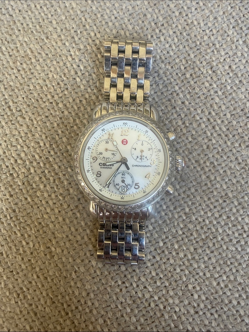 Michele stainless steel women’s watch with diamonds in great condition